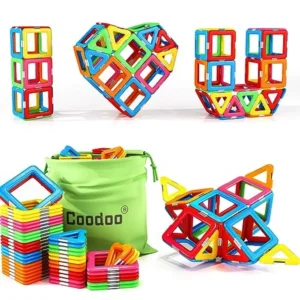 Coodoo Upgraded Magnetic Blocks Tough Tiles STEM Toys for 3+ Year Old Boys and Girls Learning by Playing Games for Toddlers Com