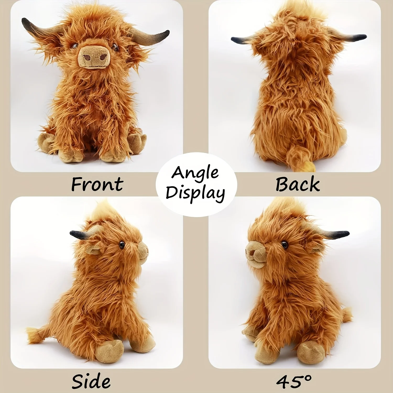 25cm Simulation Highland Cow Plush Animal Doll Soft Stuffed Highland Cow Plush Toy Kawaii Kids Baby Gifts Toy Home Room Decor - 图片 3