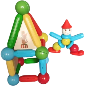 48PCS Large Particle DIY Puzzle Magnetic Building Blocks Playset English Gift Box Christmas Day Gift for Boys and Girls