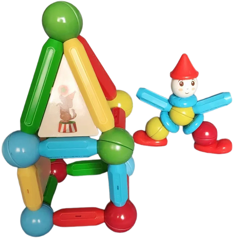 48PCS Large Particle DIY Puzzle Magnetic Building Blocks Playset English Gift Box Christmas Day Gift for Boys and Girls