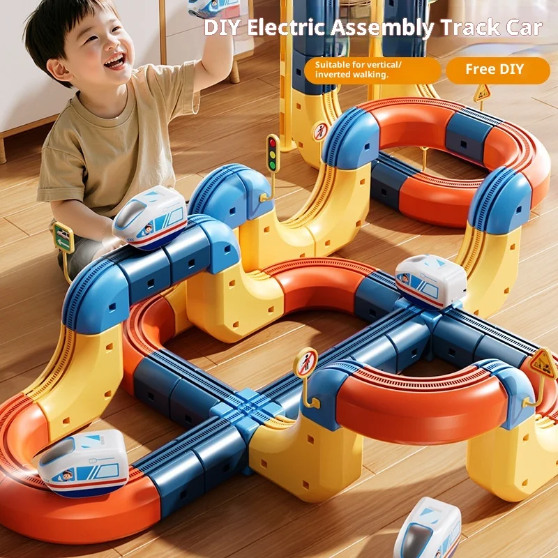 DIY Magnetic Electric Track Train/Car Toys Set,Anti-Gravity Suspension Creative Building Blocks,Kids STEM Educational Toy Gifts