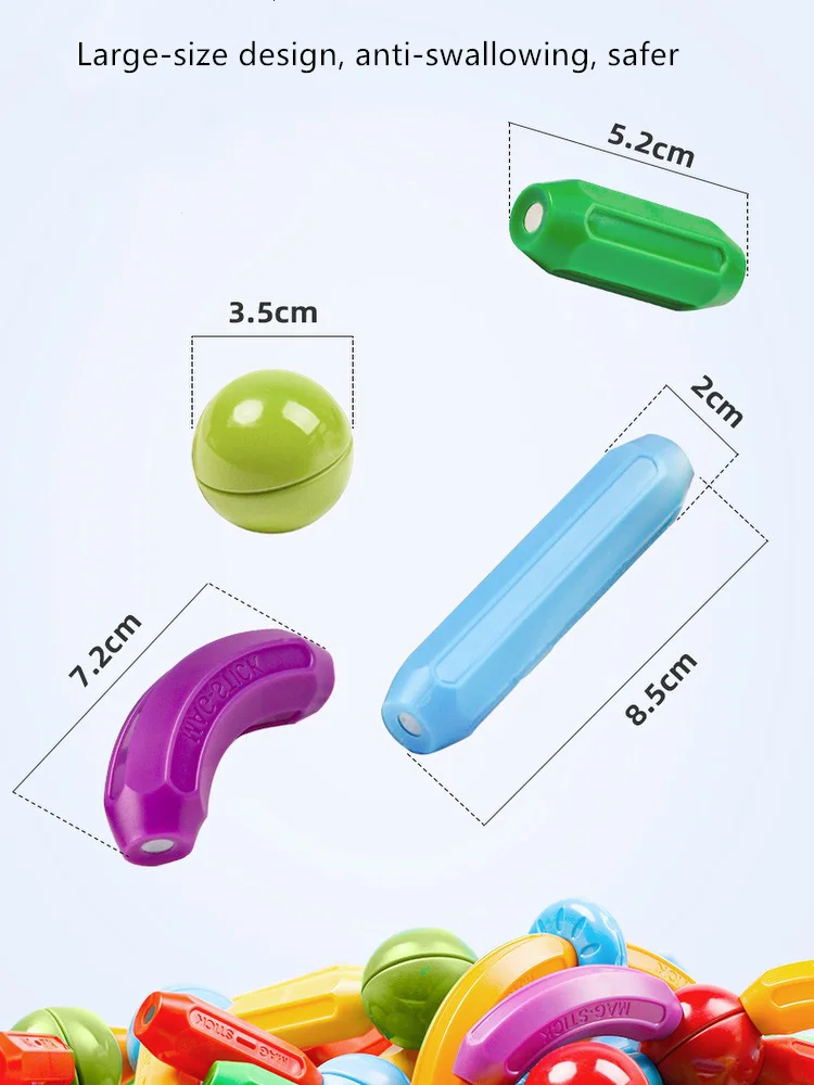 48PCS Large Particle DIY Puzzle Magnetic Building Blocks Playset English Gift Box Christmas Day Gift for Boys and Girls - 图片 4