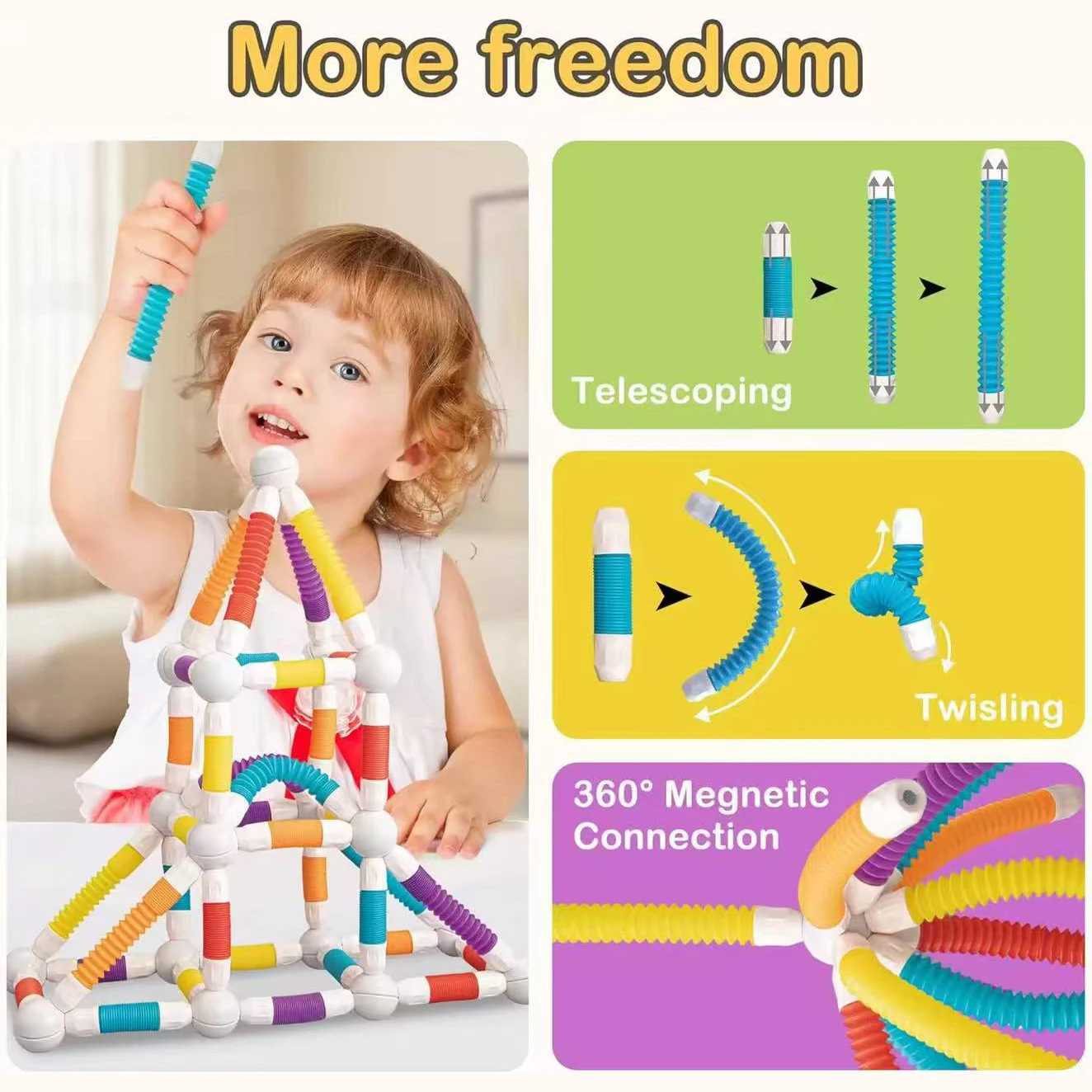 Versatile Magnetic Rod Building Set Scalable DIY Blocks Magnet Construction Early Education STEM Toy Birthday Christmas Gift - 图片 6