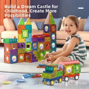 Color Window Magnetic Building Blocks DIY Slide Ball Large Track Splicing Toys for Children 3-6 Years Old - Emotion & Vision