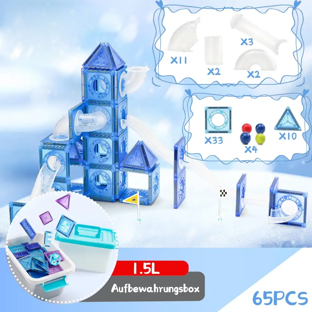 Magnetic Blocks 65PCS, Educational Building Blocks, STEM Toys for Kids, Creative Indoor Play Gift