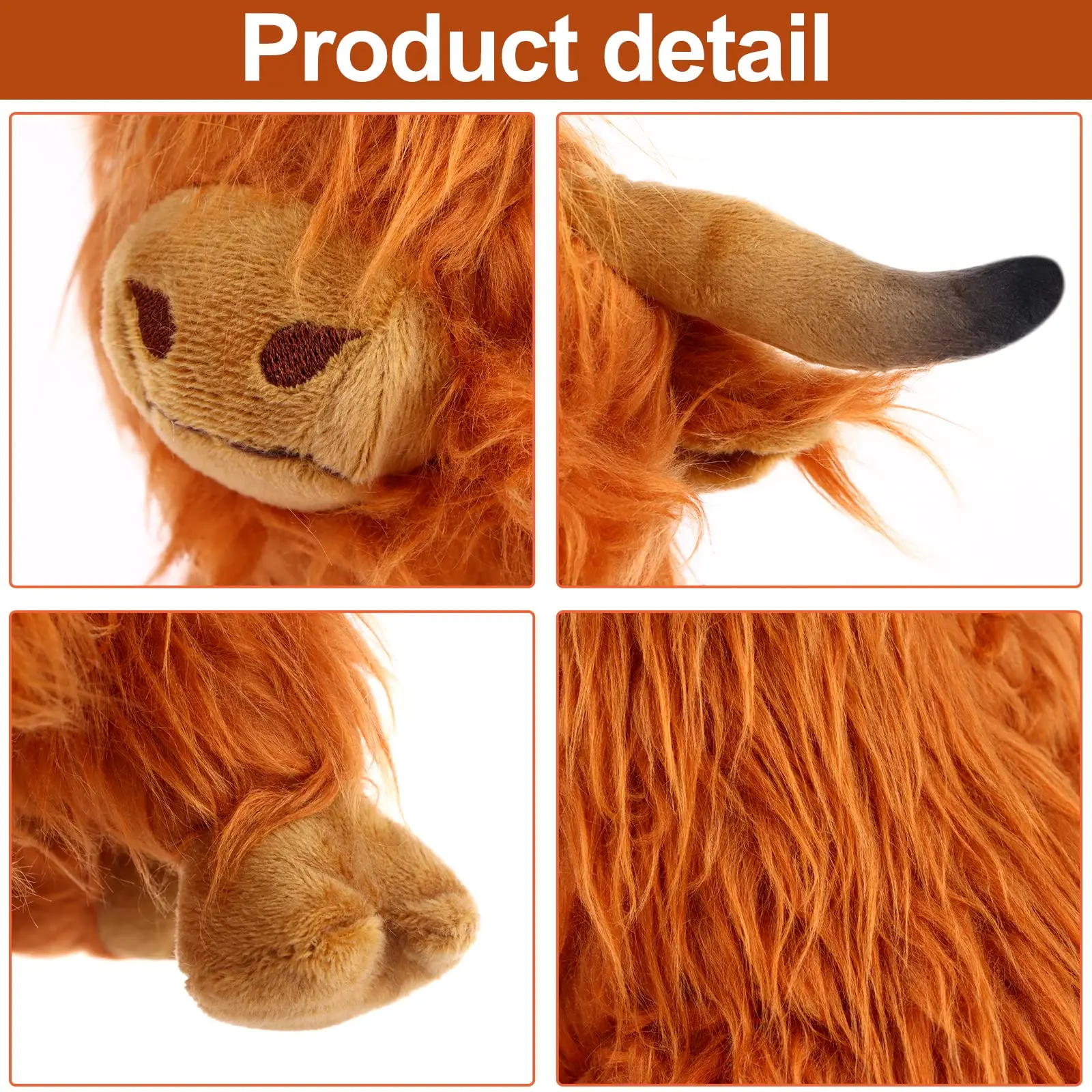 25cm Simulation Highland Cow Plush Animal Doll Soft Stuffed Highland Cow Plush Toy Kawaii Kids Baby Gifts Toy Home Room Decor - 图片 4