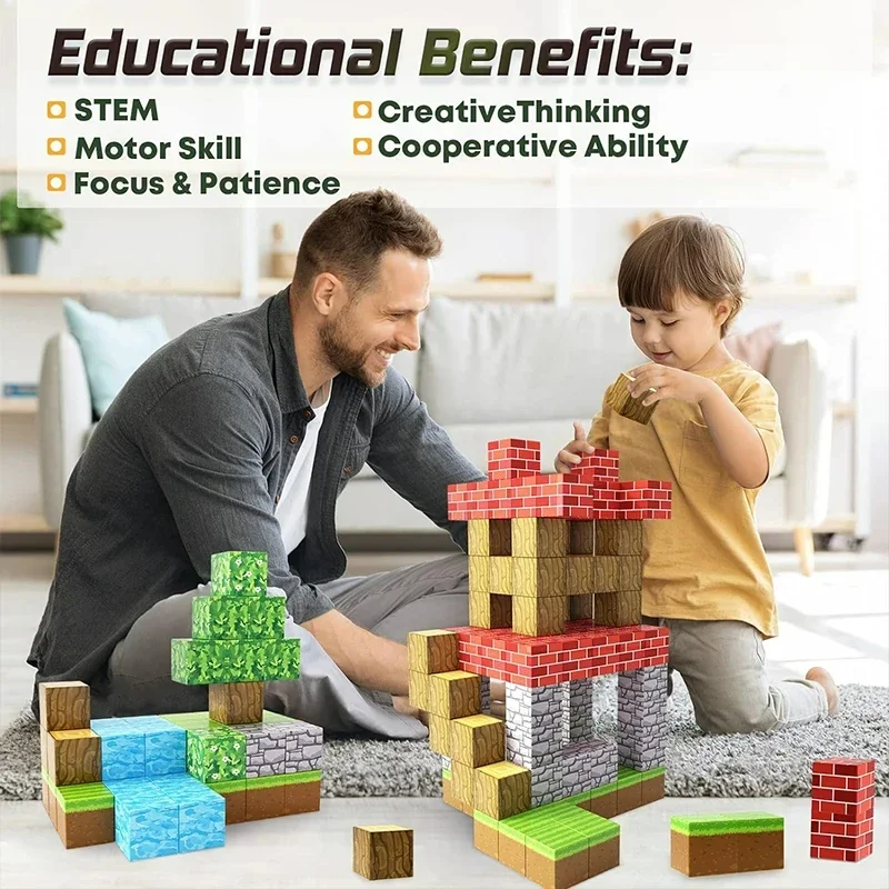 Magnetic Building Blocks Toy Build Mine World Magnet Cube Set for Boy Girl Kid Age 3+ DIY Model Children Stem Sensory Toys Gift - 图片 4