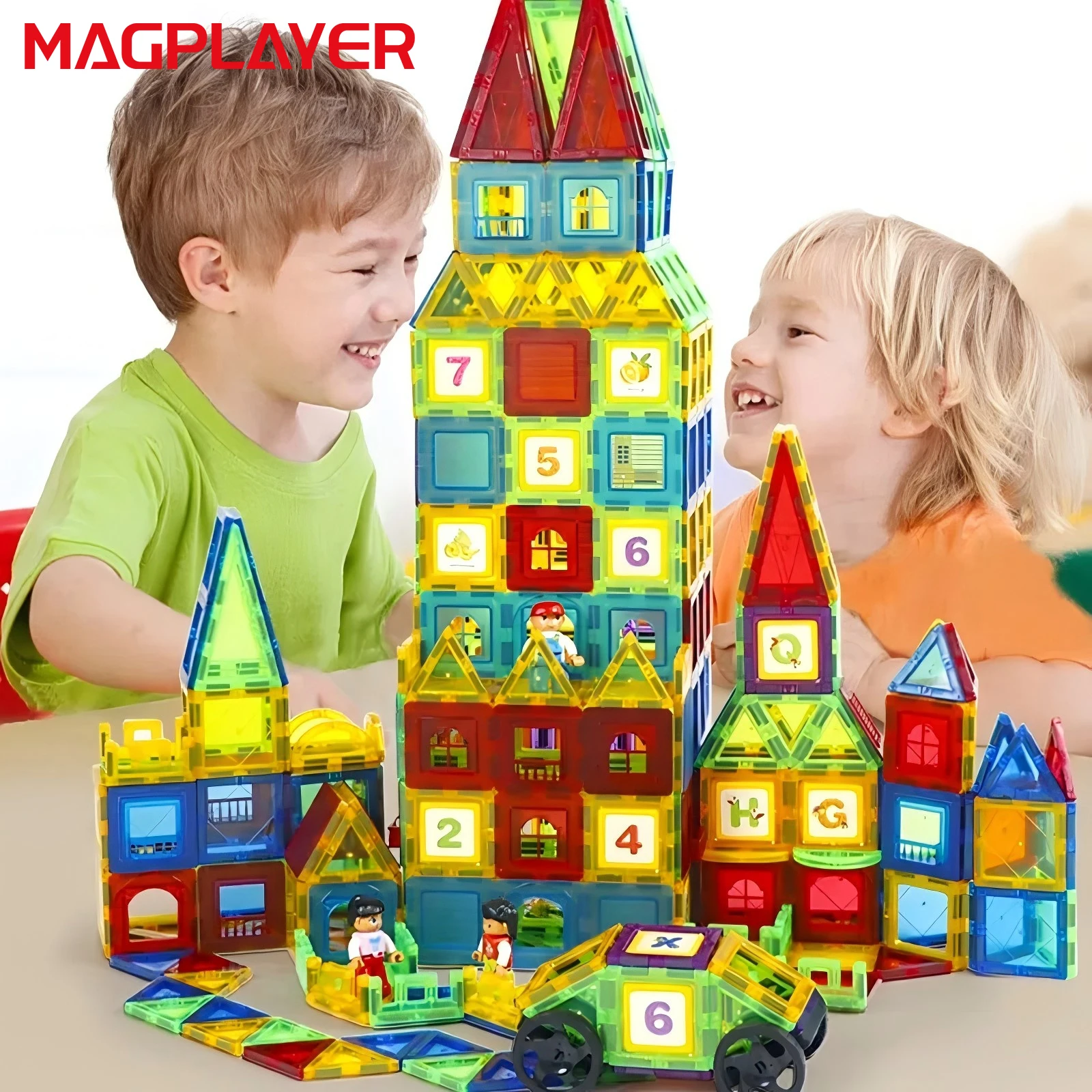 Magplayer Magnetic Building Blocks Construction Set Game Magnet Tiles Children Montessori Educational Toys For Kid Boy Girl Gift