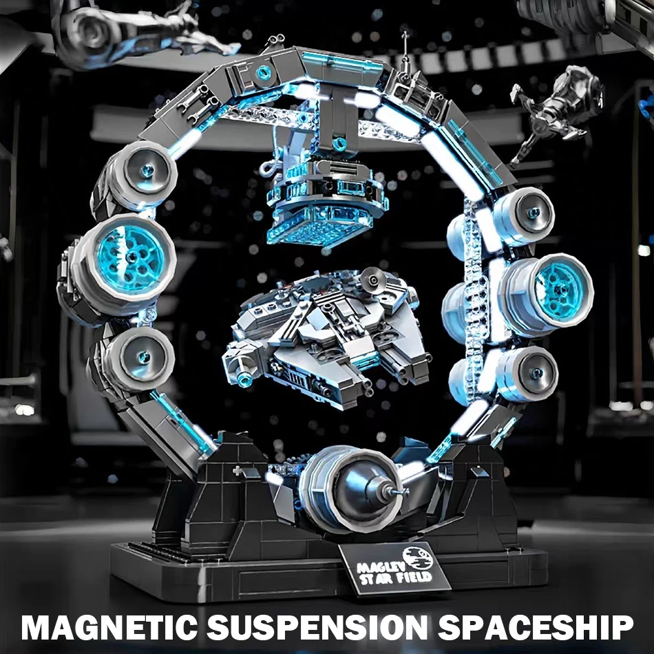 MOC Technical Maglev Falcon Spaceship Building Blocks Magnetic Suspension Space War Spacecraft Bricks Toys Ornaments Kids Gifts