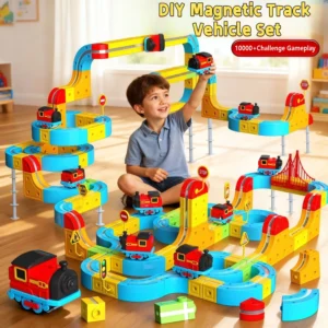 Magnetic Electric Train Set for Kids Anti-Gravity Suction DIY Building Block Track Cube Versatile Rail Car Toys Christmas Gift