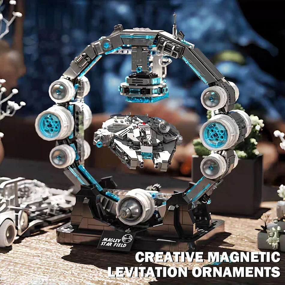 MOC Technical Maglev Falcon Spaceship Building Blocks Magnetic Suspension Space War Spacecraft Bricks Toys Ornaments Kids Gifts - 图片 5