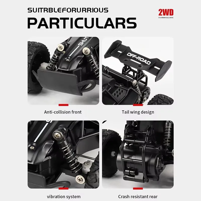 Remote Control Car RC Drift Racing 1:16 Vehicle Off Road Alloy 2.4G Radio High-Speed Trucks With LED Light Climbing Gift Kid Toy - 图片 5