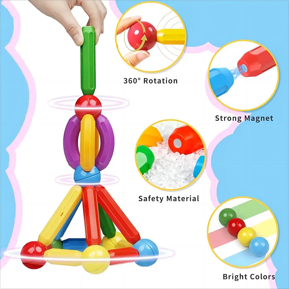 Magblock 90PCS Magnetic Building Sticks Blocks Toys Gift for Boys Girls Magnet Sticks Balls Building Toy Sets Montessori Toys - 图片 6