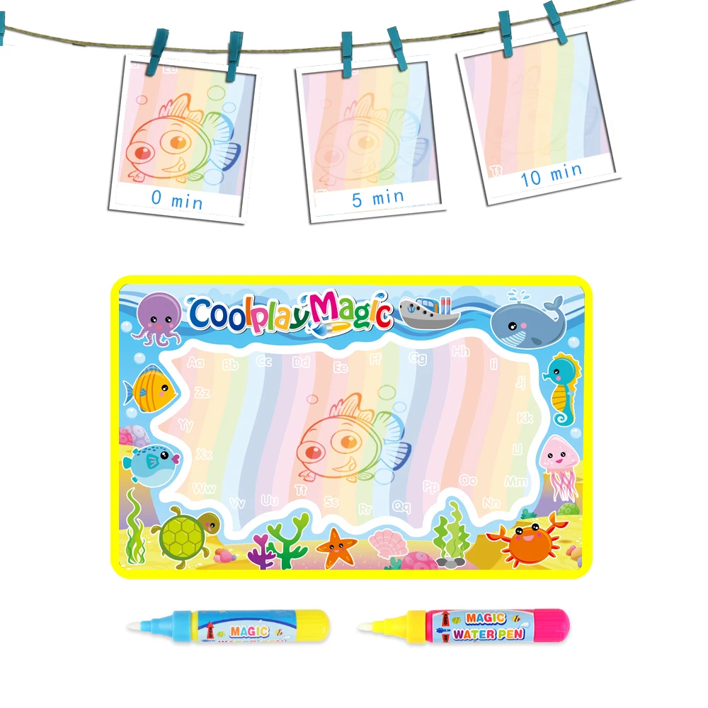 Coolplay Animal Themes Rainbow Water Drawing Mat & 2 Pens Water Doodle Mat Coloring Books Water Painting Rug Xmas Gift for Kids - 图片 4