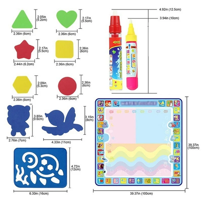 Coolplay Magic Water Drawing Mat Coloring Doodle Mat with Magic Pens Montessori Toys Painting Board Educational Toys for Kids - 图片 6