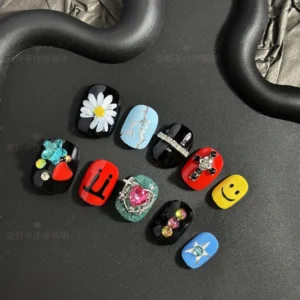 GD's best-selling pure hand-worn high-end Instagram student hot girl short hand-painted nail art for whitening