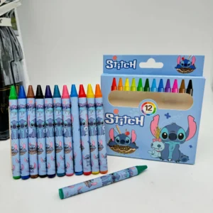 12pcs Stitch Paint Brush Set Kids Disney Anime Colour Pencil Art Painting Crayon Children Graffiti Pens Oil Painting Stick Gift