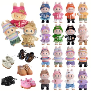 6.7inch labubu Clothing Accessories Set Hat + Clothes + (pants or skirt) Doll Clothes Suitable for Fashion Plush Dolls shoes