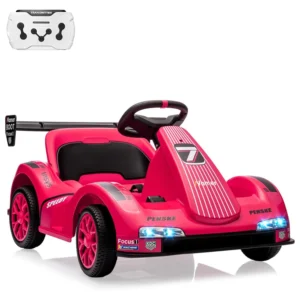 Kids Go Kart, Electric Ride On Drift Kart with Dual Motors,LED Lights, Safety Belt,Battery Powered Outdoor Ride On Racing Toy