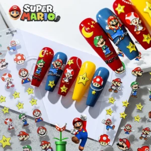Anime Super Mario Bros Nail Patches for Women Kawaii 3D Art Nail Decorations DIY Nail Art Stickers Cute Mario Accessories Gifts