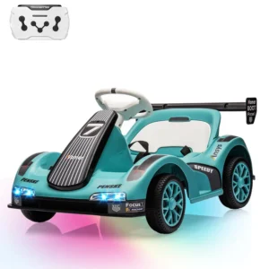 Drift Kart for Kids Electric Ride on Car with Dual Motor 6v Battery-Powered Racing Go Kart with Remote Control, LED Lights,