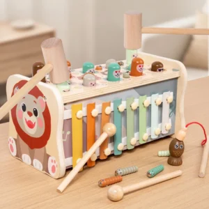 Baby Toys Toddler Kids Wooden Fun Game Montessori Activity Toys For Children Beating Whack-A-Mole Hammer Pounding Gift