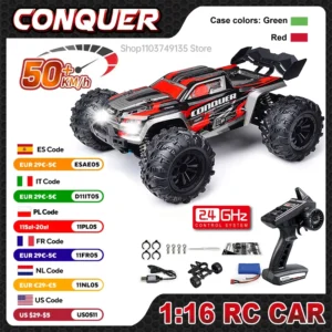 WLtoys 1:16 Scale Large RC Car 50km/h High Speed 4WD Children Toy for Boys Remote Control Car 2.4G Off Road Monster Truck RC Toy