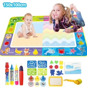 150x100cm Magic Water Drawing Mat for Kids Coloring Doodle Mat with Magic Pens Painting Board Educational Montessori Toys