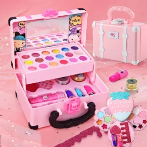 ZK20 Children Makeup Set Simulation Pretend Play Toys Cosmetic Lipstick Nail Polish Bag Educational Toys Birthday Gift for Girls